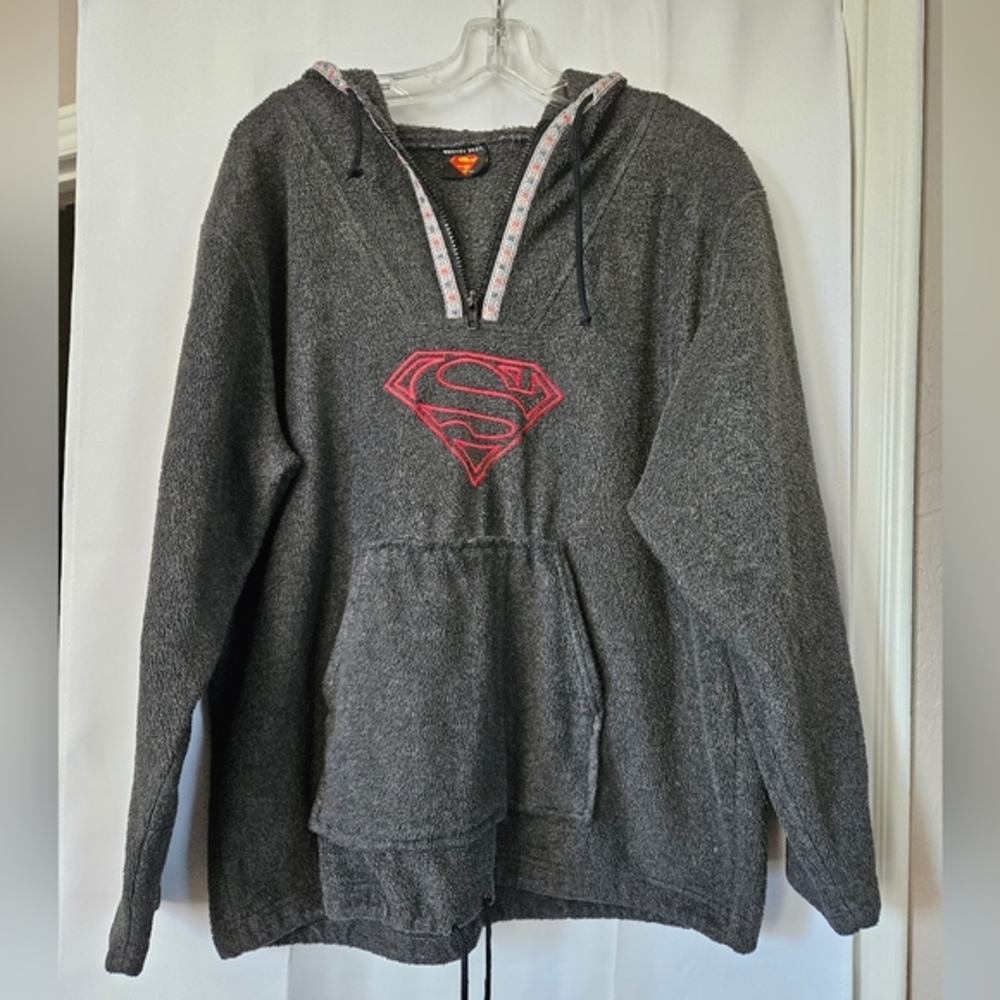 Superman Warner Brothers fleece quarter zip hoodie size large